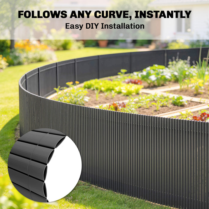Outsunny 2Pcs Plastic Privacy Screening Fence, 1m x 3 m Waterproof Windbreak Fence, Dark Grey