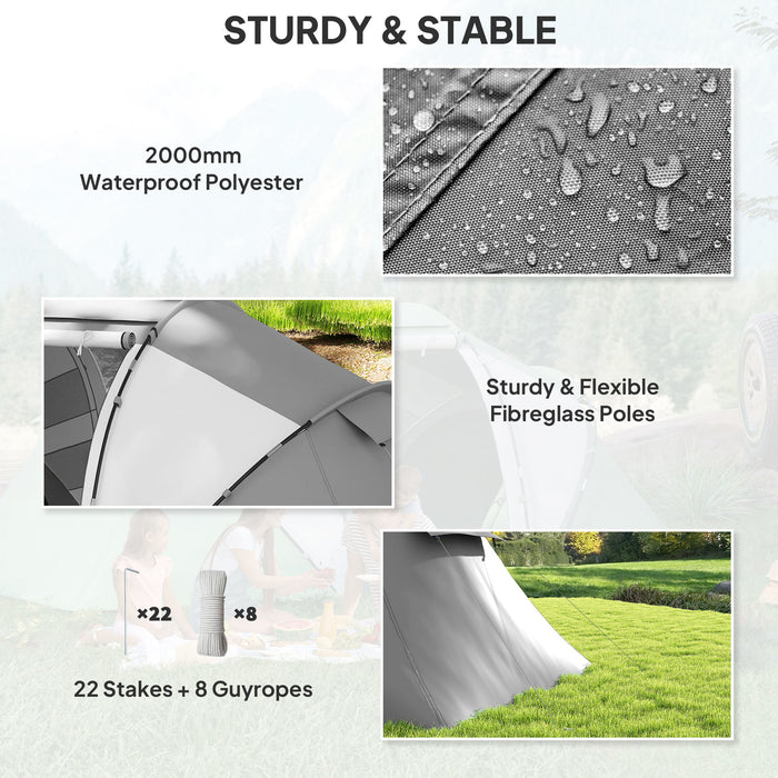 Outsunny 4-6 Man UV Protection Camping Tent - Charcoal Grey and White