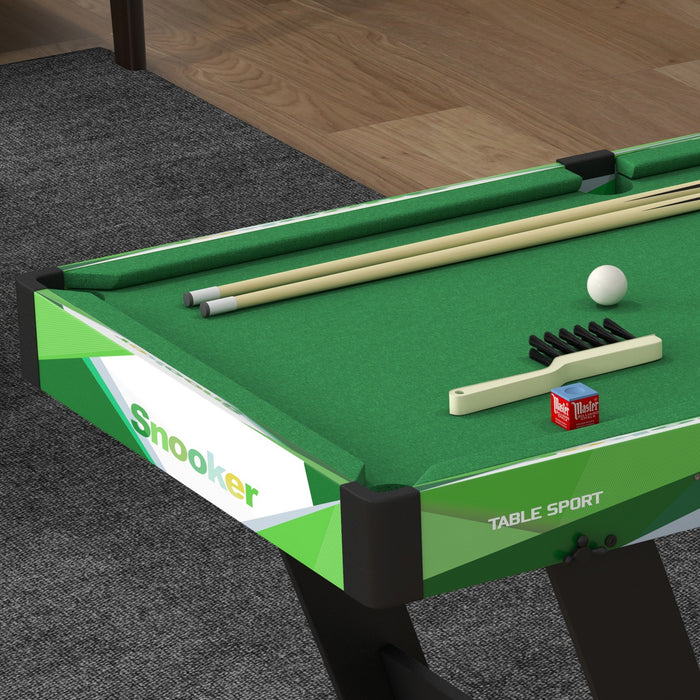 Compact 104cm Foldable Pool Table Complete Set - Includes 2 Cues, 16 Balls, Chalk, Triangle, Brush - Ideal for Small Spaces & Family Game Night