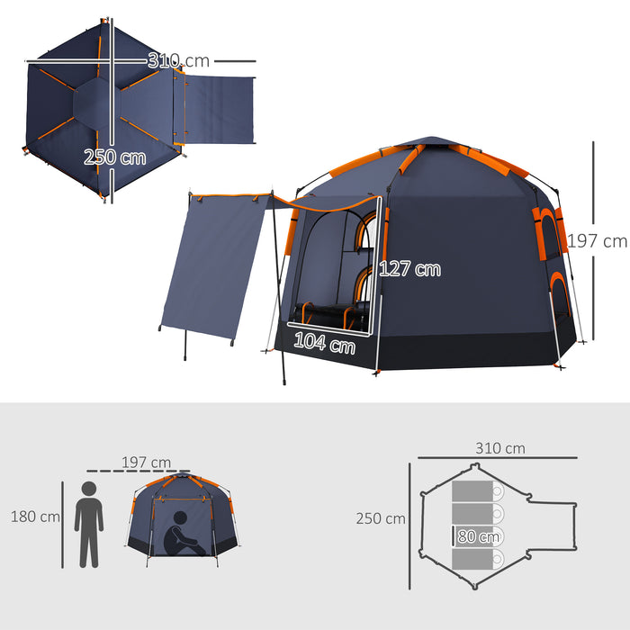 Outsunny Automatic Pop Up Camping Tent, Instant Setup 2-4 Man Tent with Mesh Windows, Waterproof & UV Protection Portable Dome Tent with Carrying Bag for Camping, Hiking, Backpacking, Dark Grey