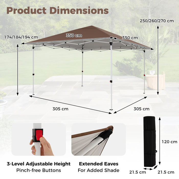 3.5 x 3.5 M Pop up Canopy Tent with UPF50+ Sun-Protective Top and Carry Bag-