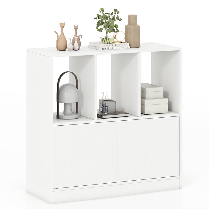 3-Cube Bookcase 3-Tier Bookshelf with Cabinet Modern Book Shelf for Small Space-Rustic Brown