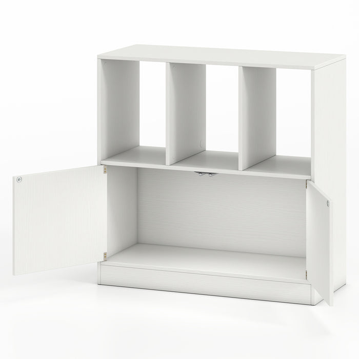 3-Cube Bookcase 3-Tier Bookshelf with Cabinet Modern Book Shelf for Small Space-Rustic Brown