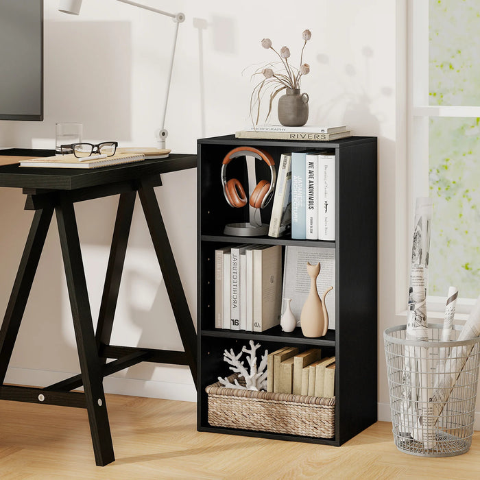 3-Cube Bookcase with 7-Position Adjustable Shelves and Anti-Toppling Kits-Natrual