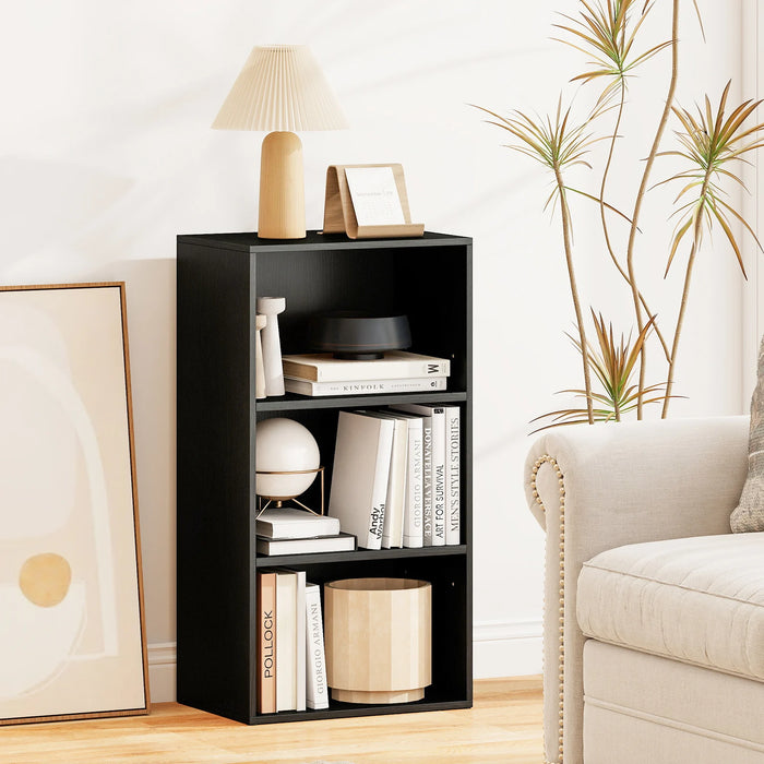 3-Cube Bookcase with 7-Position Adjustable Shelves and Anti-Toppling Kits-Natrual