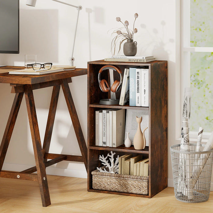 3-Cube Bookcase with 7-Position Adjustable Shelves and Anti-Toppling Kits-Natrual