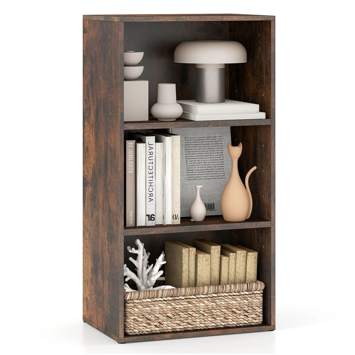 3-Cube Bookcase with 7-Position Adjustable Shelves and Anti-Toppling Kits-Natrual