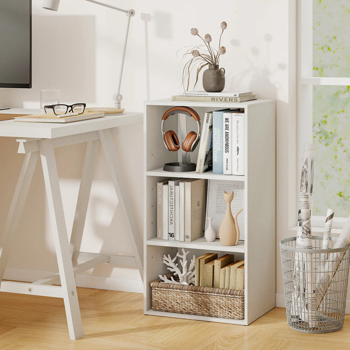 3-Cube Bookcase with 7-Position Adjustable Shelves and Anti-Toppling Kits-Natrual