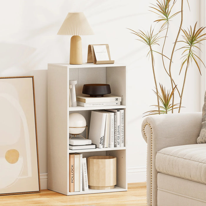 3-Cube Bookcase with 7-Position Adjustable Shelves and Anti-Toppling Kits-Natrual