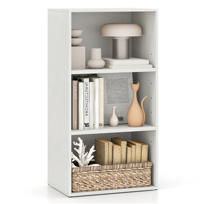3-Cube Bookcase with 7-Position Adjustable Shelves and Anti-Toppling Kits-Natrual