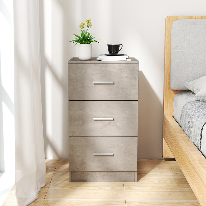 3-Drawer Dresser Cabinet Set of 2 with Anti-Toppling Device-Grey