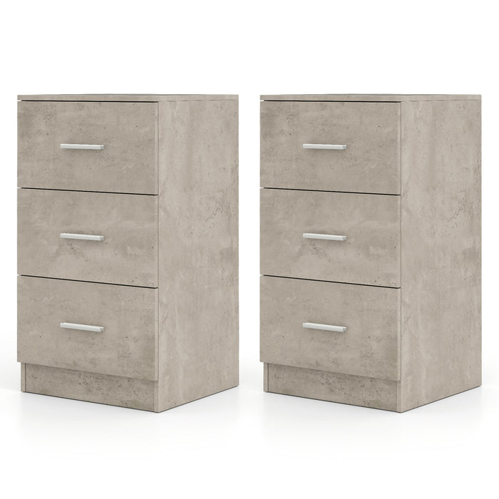 3-Drawer Dresser Cabinet Set of 2 with Anti-Toppling Device-Grey