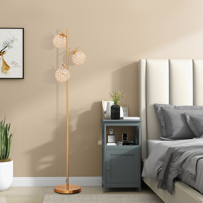 3-Globe Floor Lamp with Foot Switch and 3 E27 Bulb Bases-