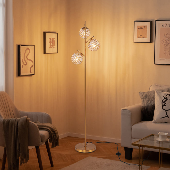 3-Globe Floor Lamp with Foot Switch and 3 E27 Bulb Bases-