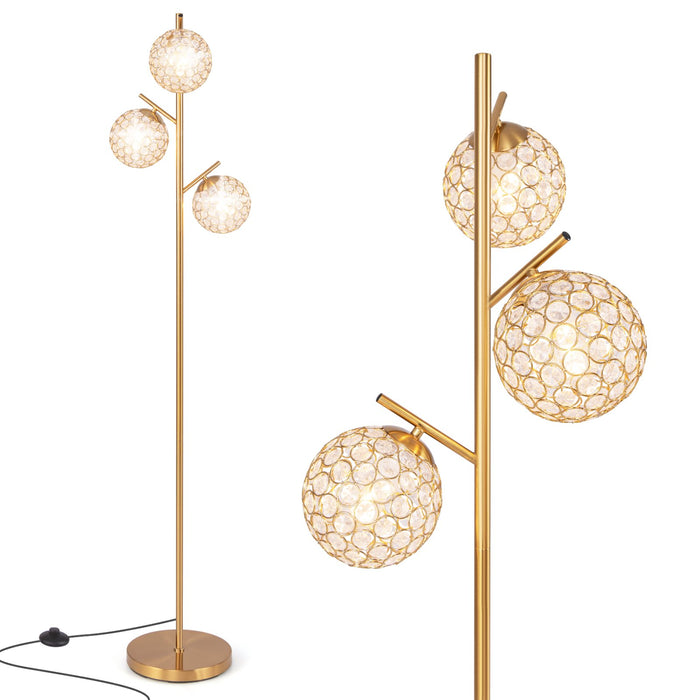 3-Globe Floor Lamp with Foot Switch and 3 E27 Bulb Bases-