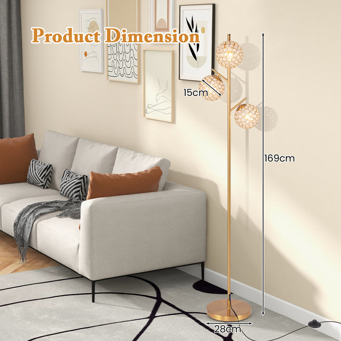 3-Globe Floor Lamp with Foot Switch and 3 E27 Bulb Bases-
