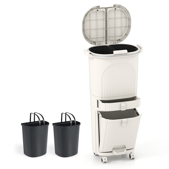 3-Layer Sorting Trash Bin with 2 Removable Buckets-