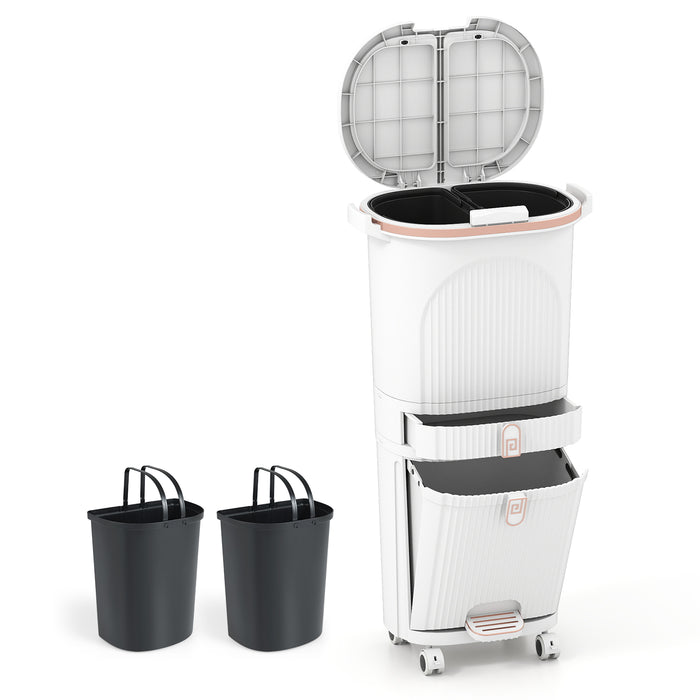 3-Layer Sorting Trash Bin with 2 Removable Buckets-