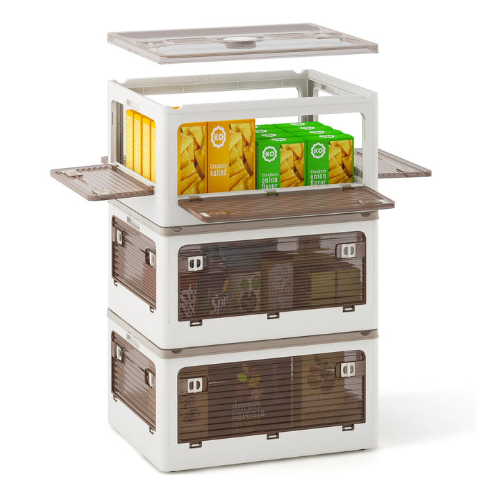 3-Pack 24-Gal Stackable Collapsible Plastic Container Storage Bins with Lids-