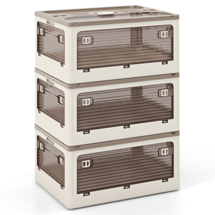 3-Pack 24-Gal Stackable Collapsible Plastic Container Storage Bins with Lids-