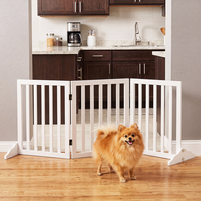3-Panel Foldable Pet Fence with Support Feet and Flexible 2-Way Hinges-