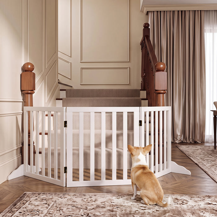 3-Panel Foldable Pet Fence with Support Feet and Flexible 2-Way Hinges-