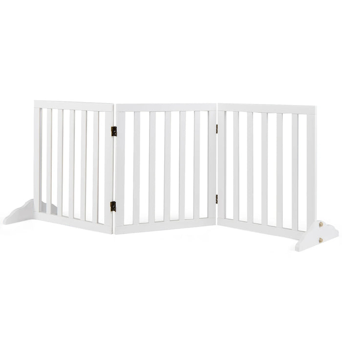 3-Panel Foldable Pet Fence with Support Feet and Flexible 2-Way Hinges-