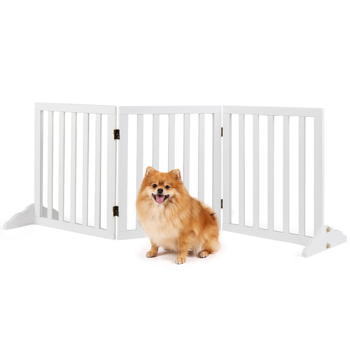 3-Panel Foldable Pet Fence with Support Feet and Flexible 2-Way Hinges-