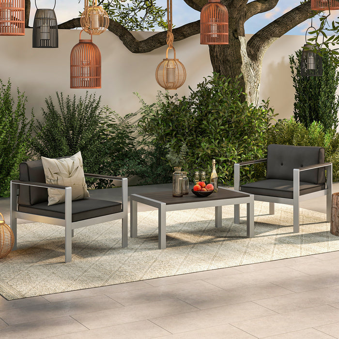 3-Piece Aluminum Patio Set with Cushions for Garden Backyard Poolside-
