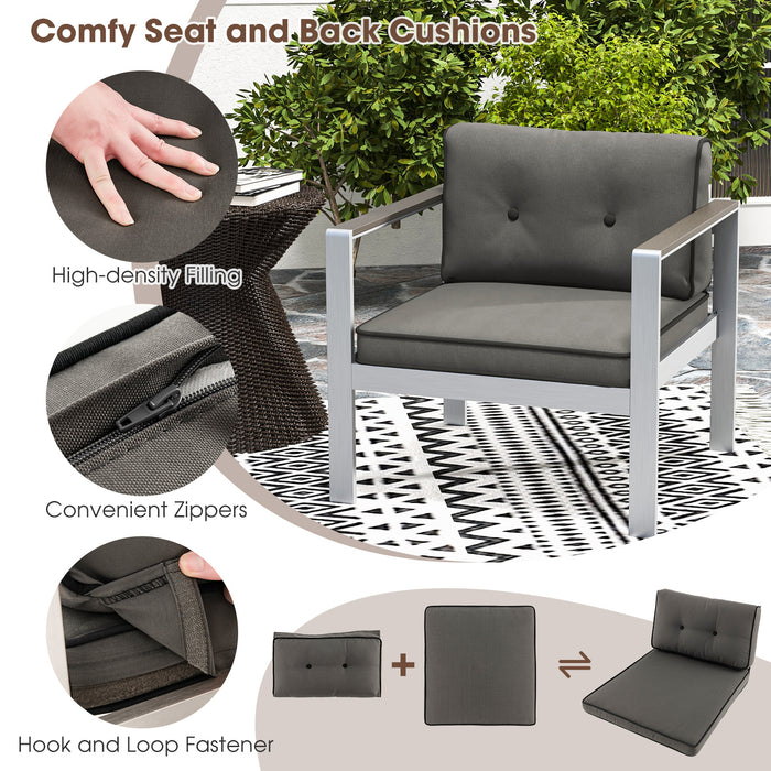 3-Piece Aluminum Patio Set with Cushions for Garden Backyard Poolside-