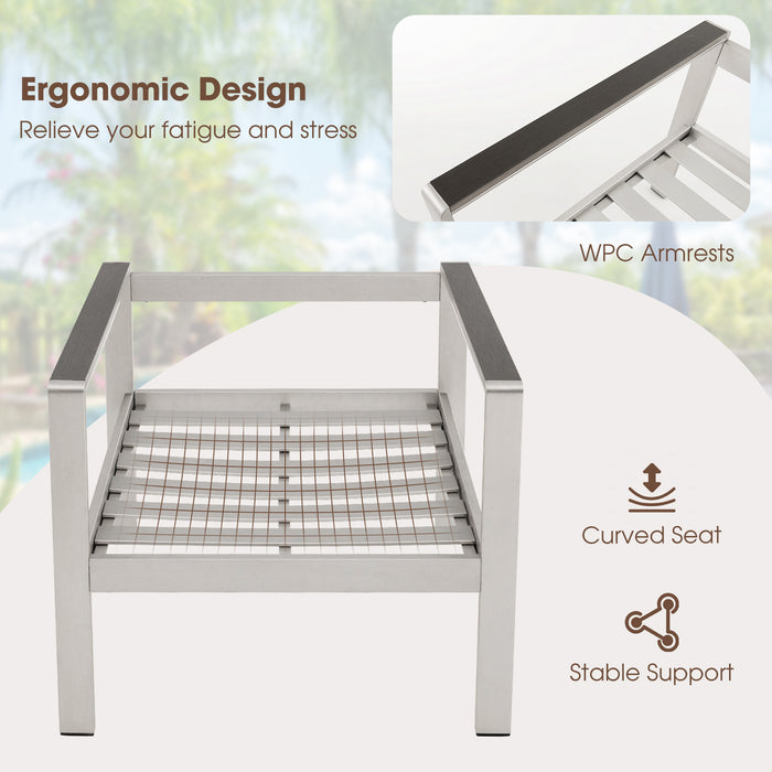 3-Piece Aluminum Patio Set with Cushions for Garden Backyard Poolside-