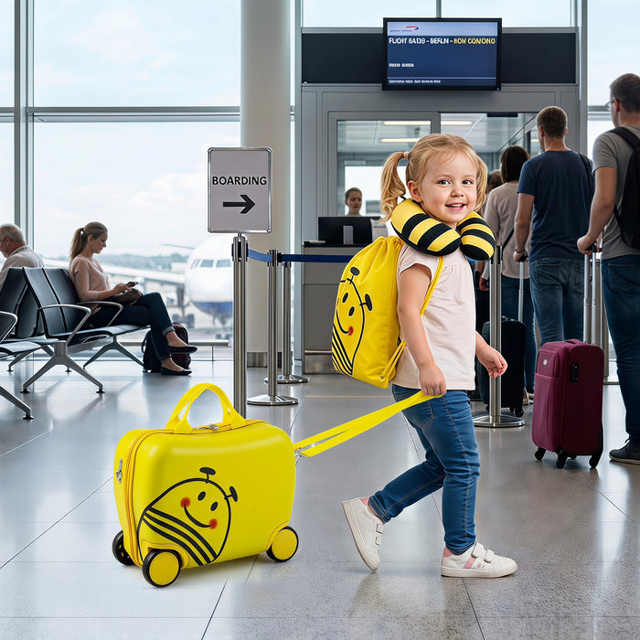 3-Piece Bee Design Kids Bee Design Set with Rucksack & Neck Pillow for Ages 3+-