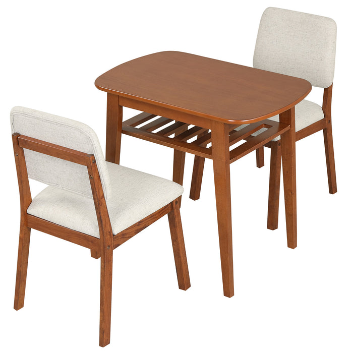 3-Piece Dining Table Set with Storage Rack for Small Spaces-