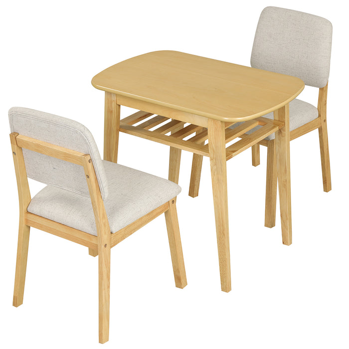 3-Piece Dining Table Set with Storage Rack for Small Spaces-