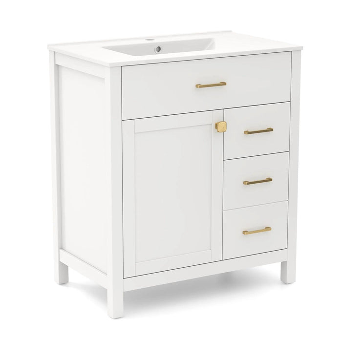 3-Piece Laundry room Bundle: Single Bathroom Vanity + Tall Bathroom Floor Cabinet + 2.6 Cu.ft Compact Portable Clothes Dryer