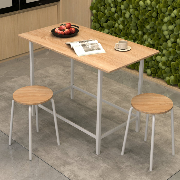 3-Piece Dining Set with 2 Round Chairs and Adjustable Foot Pads-