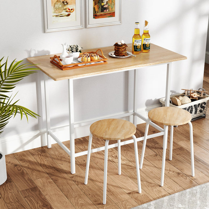 3-Piece Dining Set with 2 Round Chairs and Adjustable Foot Pads-