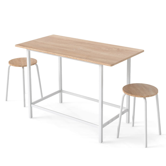 3-Piece Dining Set with 2 Round Chairs and Adjustable Foot Pads-