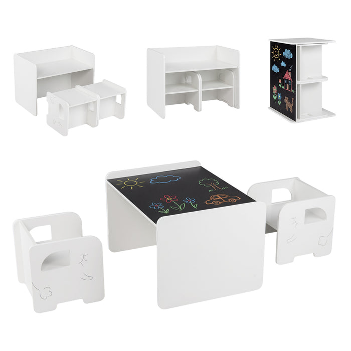 3 Pieces Kids Table and Chair Set with Chalkboard for Home-