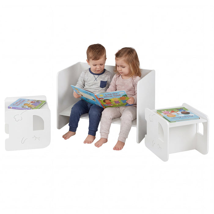 3 Pieces Kids Table and Chair Set with Chalkboard for Home-