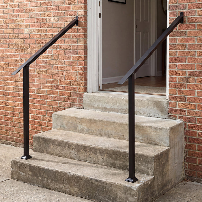 3 Step Heavy-Duty Adjustable Galvanized Steel Railing with Installation Kit for Concrete