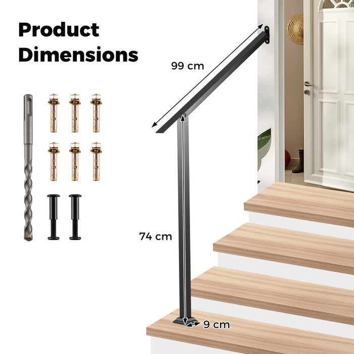 3 Step Heavy-Duty Adjustable Galvanized Steel Railing with Installation Kit for Concrete