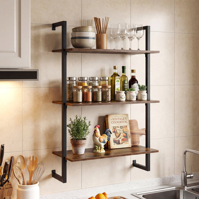 3-Tier Floating Shelf Wall Hanging Display Storage Rack for Living Room-White