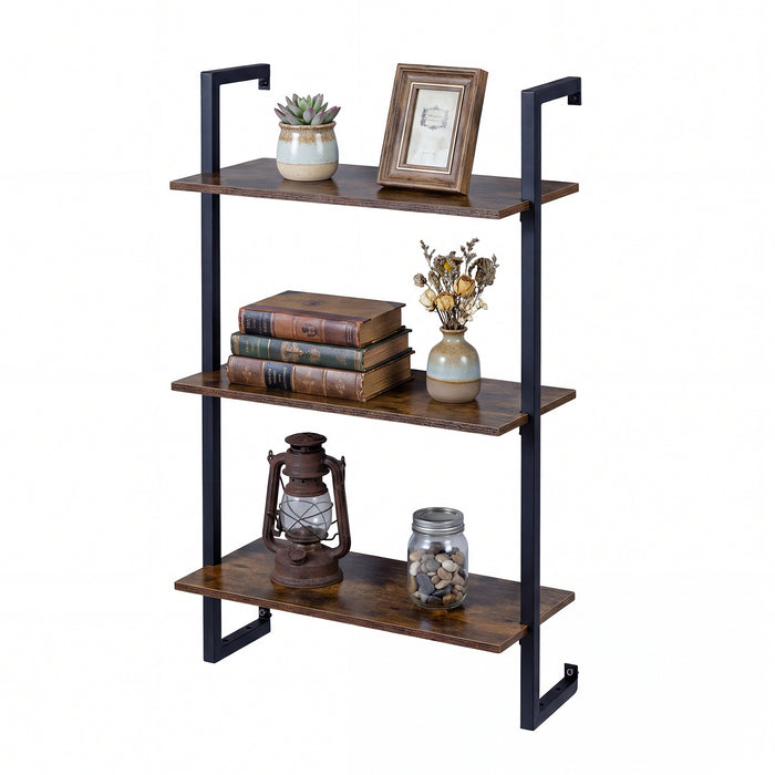 3-Tier Floating Shelf Wall Hanging Display Storage Rack for Living Room-White