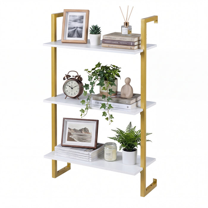 3-Tier Floating Shelf Wall Hanging Display Storage Rack for Living Room-White
