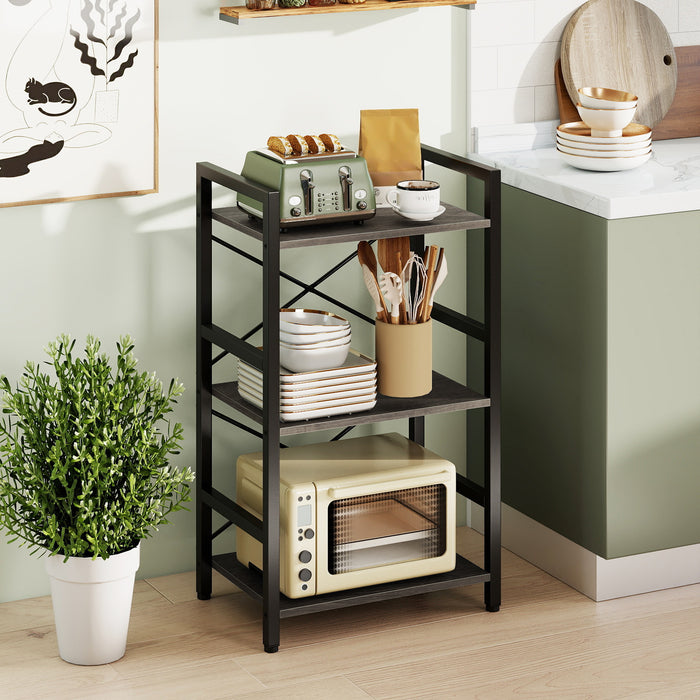 3-Tier Industrial Bookshelf with Metal Frame for Home Office-Rustic Brown