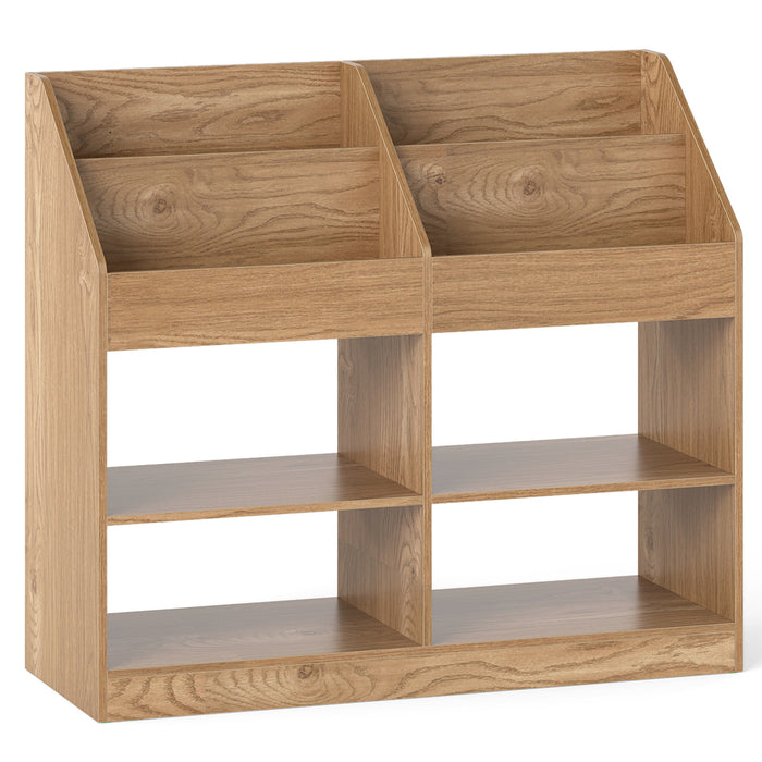 3-Tier Kid's Bookshelf with Display Rack and 4 Compartments for Kids Room-White