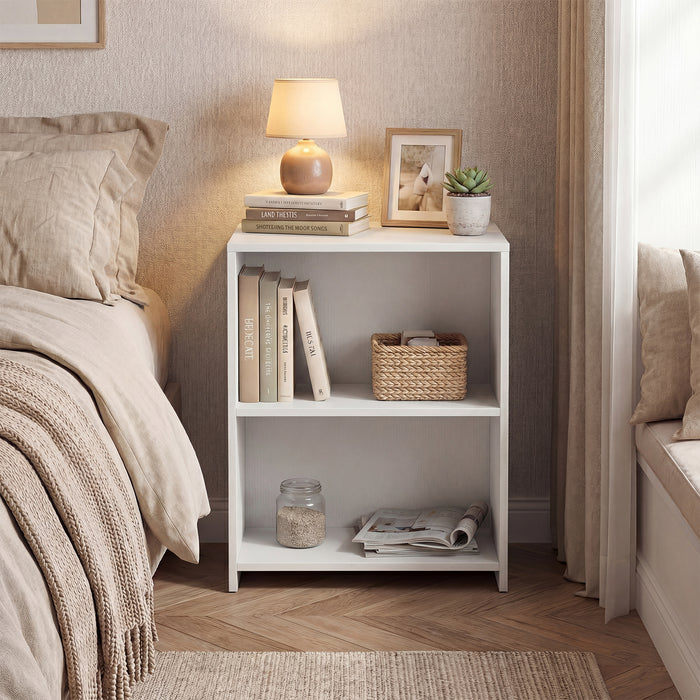 3-Tier Square Wooden End Table with Open Storage Shelves-Rusticbrown