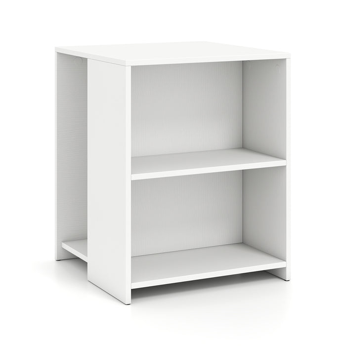 3-Tier Square Wooden End Table with Open Storage Shelves-Rusticbrown