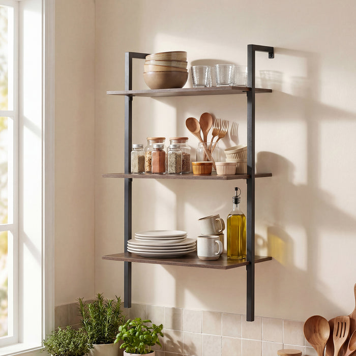 3-Tier Wall Mounted Shelves for Living Room Home Office-White